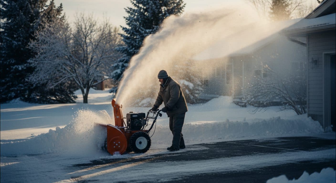 A freshly cleared driveway after a heavy snowfall