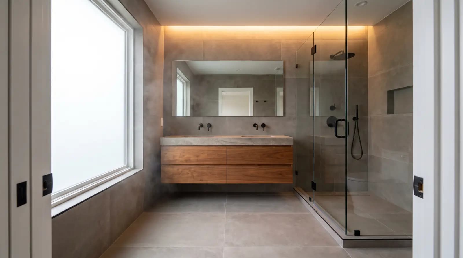Finished remodeled bathroom, post-construction work in Ohio
