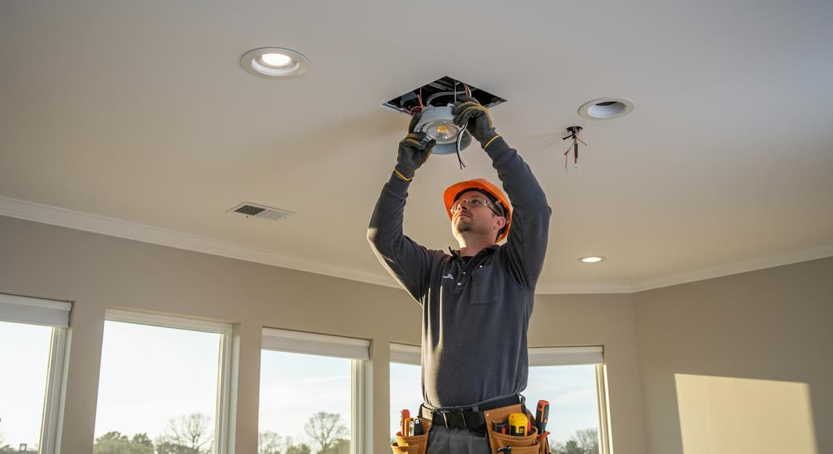 Licensed electrician working on a residential panel