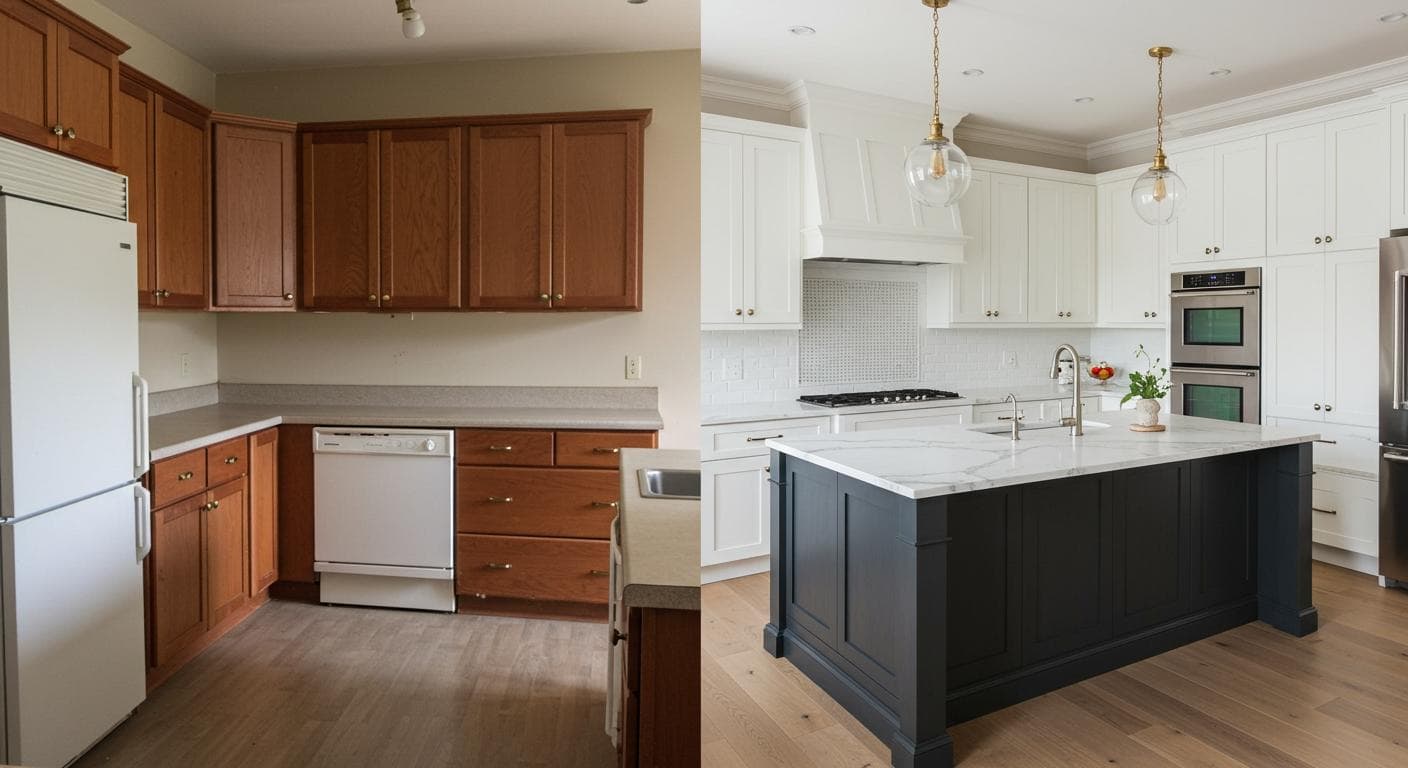 Before-and-after kitchen remodel transformation