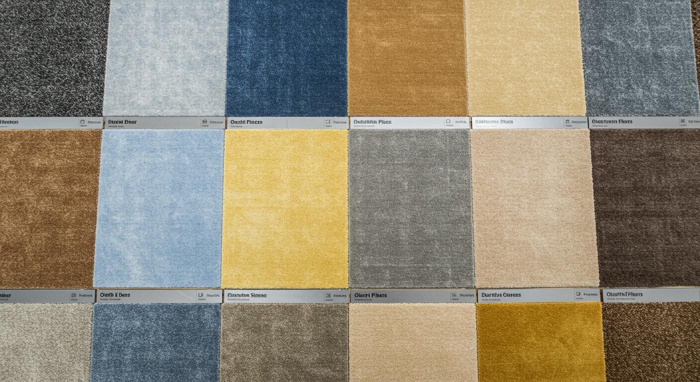 Carpet samples including Berber, plush, frieze, sisal and olefin
