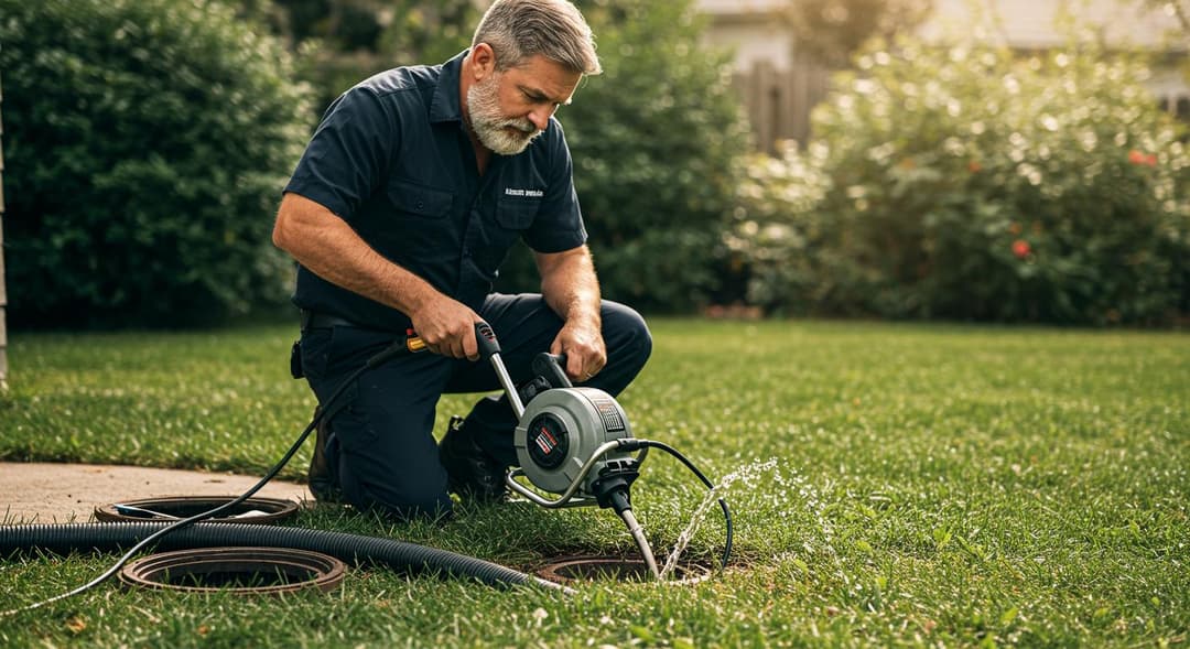 Plumber working on a pipe repair