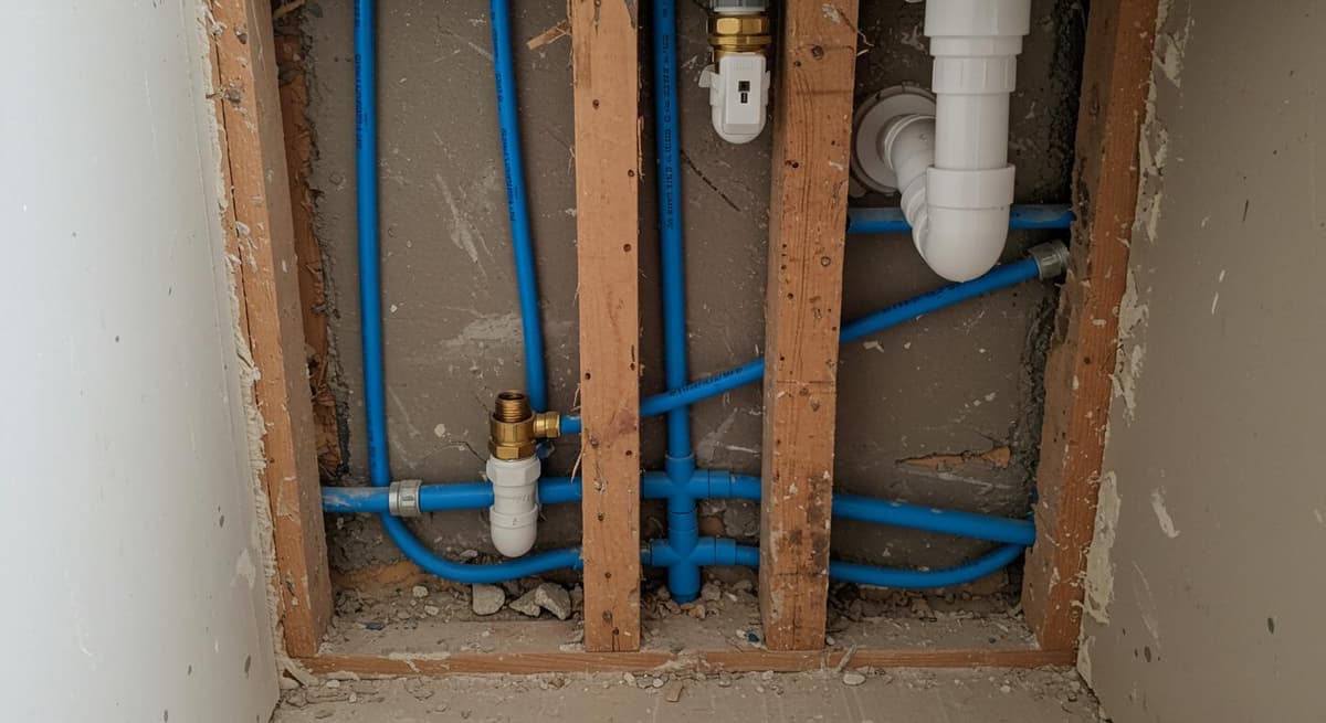 Licensed plumber repairing a pipe under a sink