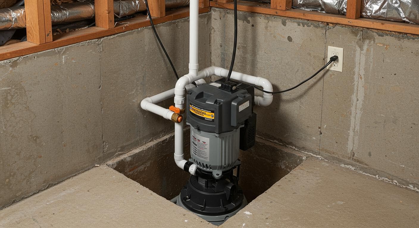 Sump pump installation in residential Ohio basement